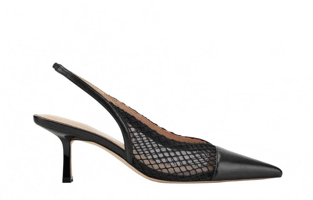 NEW MARC FISHER women's gipsi mesh slingback kitten heel pump in black